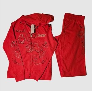 BCBG MAXAZRIA y2k pink printed with rhinestone tracksuit